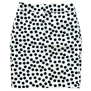 Ann Taylor Textured Polka Dot Pencil Skirt Like New black, Ivory 2